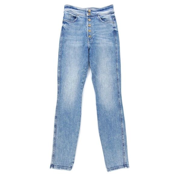 MOTHER Denim - MOTHER Denim Swooner Snapped Ankle Jeans Bonfire Lighting Skinny Button Fly 26
